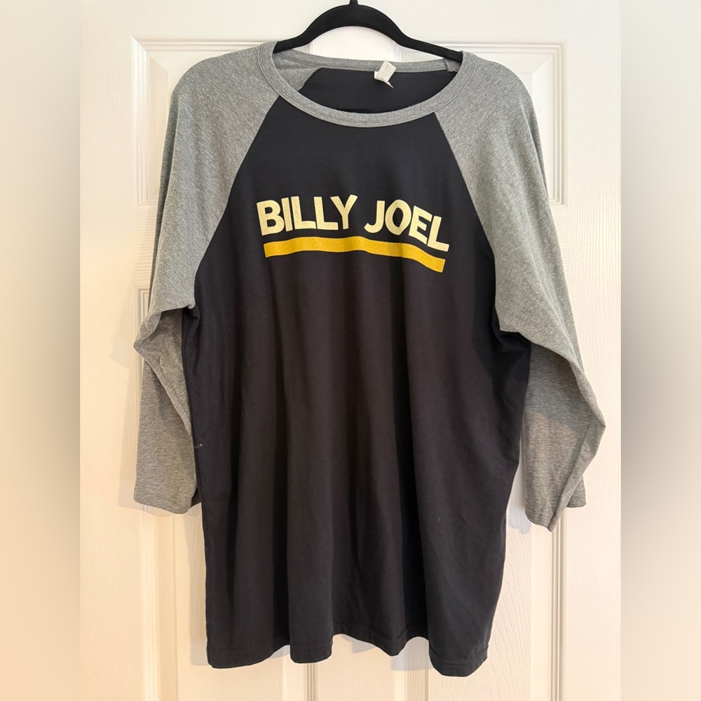 Billy Joel 50 Years of Billy Raglan Baseball Tee Shirt Black Grey Mens XL